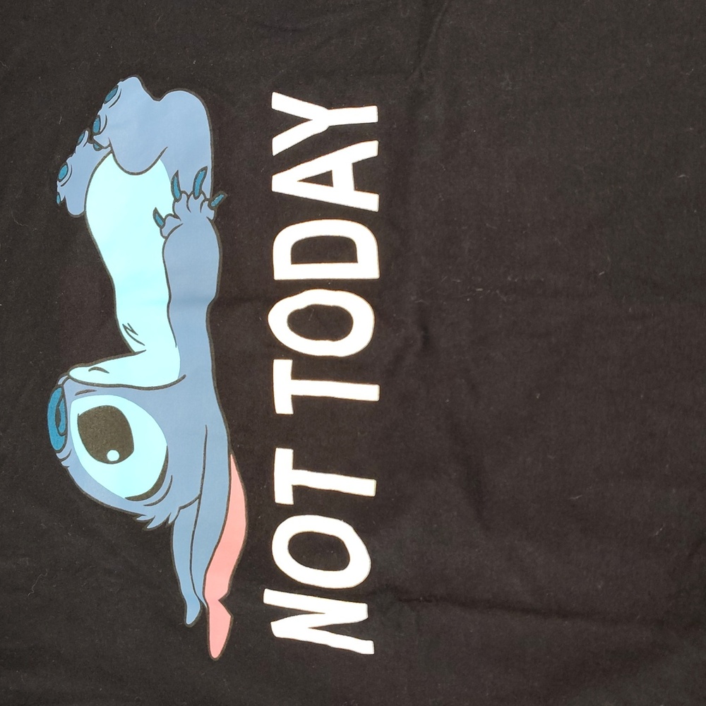 Black Graphic T-Shirt with Cartoon Design LILO AND STITCH